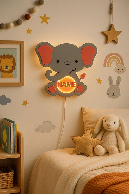 Elephant wall Lamp: Personalized Kids Night Light